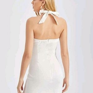 casual plain zipper denim dress